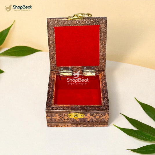 Copper Oxidised Blue Pichwai Design Multipurpose Box 4x4 – Pooja & Jewellery Storage