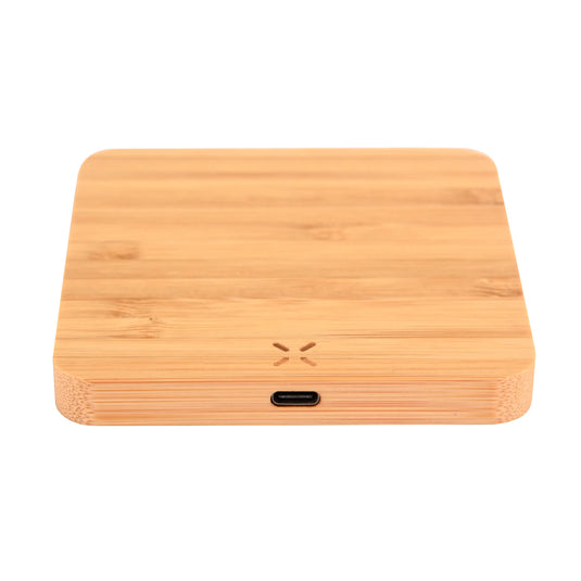 Wangari Pine 15W Square Bamboo Wireless Charger With USB Hub