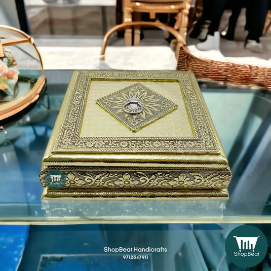 Golden Window Wooden Dry Fruit Box – Single Flower 8x8 Return Gift | ShopBeat