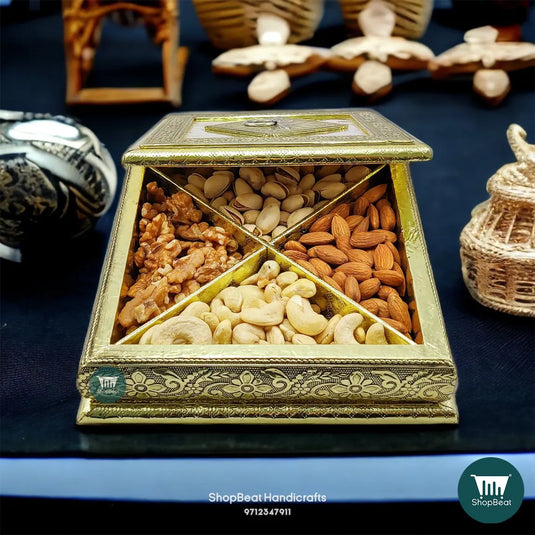 Golden Window Wooden Dry Fruit Box – Single Flower 8x8 Return Gift | ShopBeat