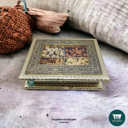German Oxidised Wooden Dry Fruit Box – Acrylic Window 9x7 Handcrafted | ShopBeat