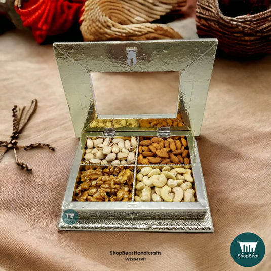 German Oxidised Wooden Dry Fruit Box – Acrylic Window 9x7 Handcrafted | ShopBeat