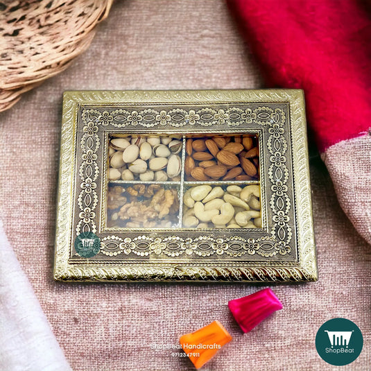 German Oxidised Wooden Dry Fruit Box – Acrylic Window 9x7 Handcrafted | ShopBeat