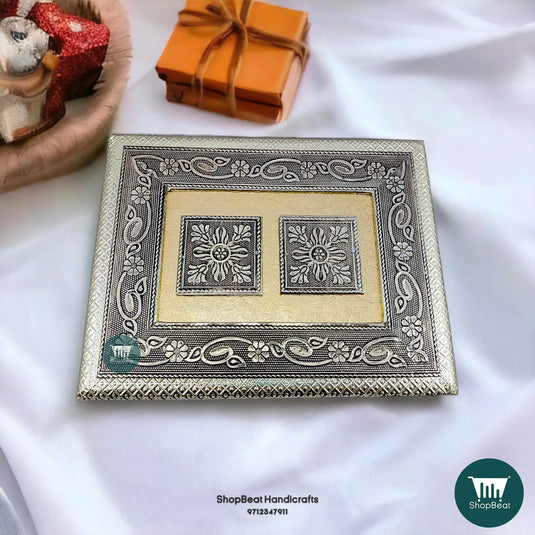 German Oxidised Wooden Dry Fruit Box – Double Flower 9x7 Festive Gift | ShopBeat