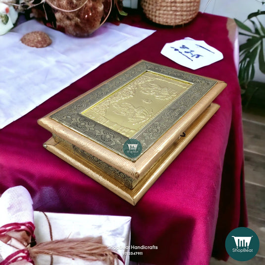 German Oxidised Wooden Dry Fruit Box – Lakshmi Ganesh 10x7 Return Gift | ShopBeat