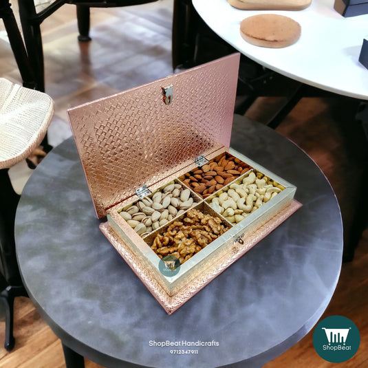 Copper-German Oxidised Wooden Dry Fruit Box 11x7 – Corporate Gift | ShopBeat