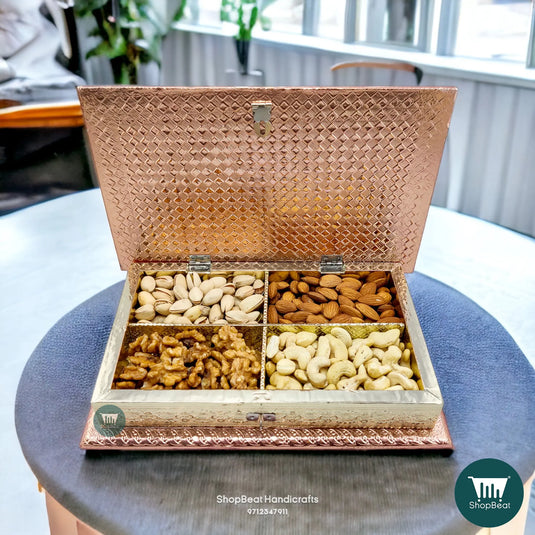 Copper-German Oxidised Wooden Dry Fruit Box 11x7 – Corporate Gift | ShopBeat