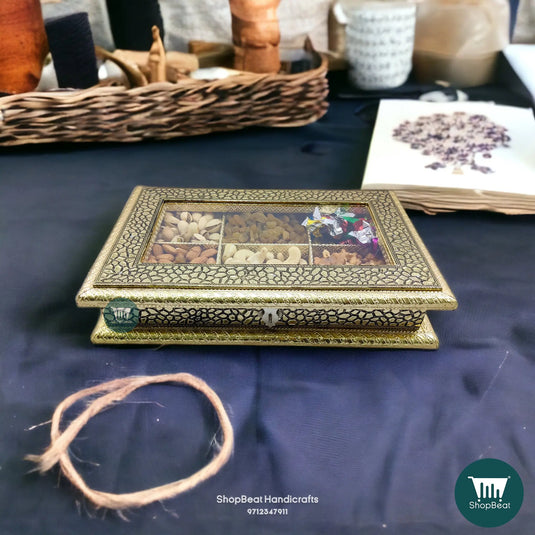 German Oxidised Wooden Dry Fruit Box – Acrylic Window 12x8 Modern Gift | ShopBeat