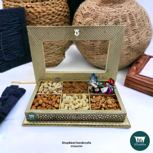 German Oxidised Wooden Dry Fruit Box – Acrylic Window 12x8 Modern Gift | ShopBeat