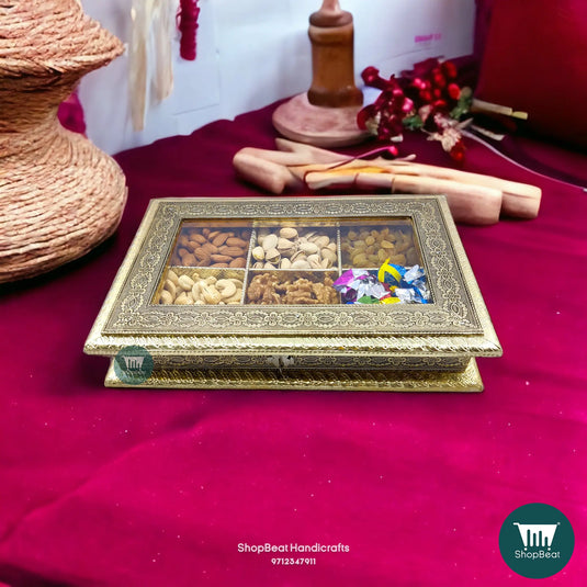 German Oxidised Wooden Dry Fruit Box – Acrylic Window-2 12x8 Return Gift | ShopBeat