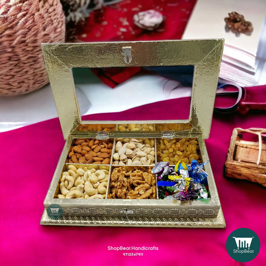 German Oxidised Wooden Dry Fruit Box – Acrylic Window-2 12x8 Return Gift | ShopBeat