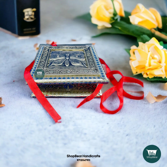 German Oxidised Wooden Dry Fruit Box – Butterfly Design 6x6 Gift | ShopBeat