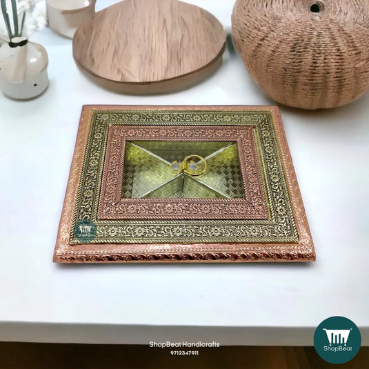 Copper Oxidised Wooden Dry Fruit Box – Acrylic Chowki 9x7 Gift | ShopBeat
