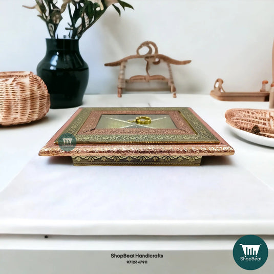 Copper Oxidised Wooden Dry Fruit Box – Acrylic Chowki 9x7 Gift | ShopBeat