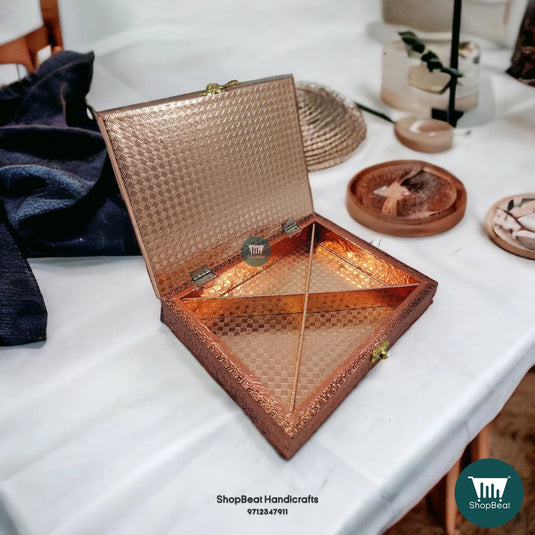 Premium Copper Oxidised Dry Fruit Box – Radhe Krishna 9x7 Gift | ShopBeat