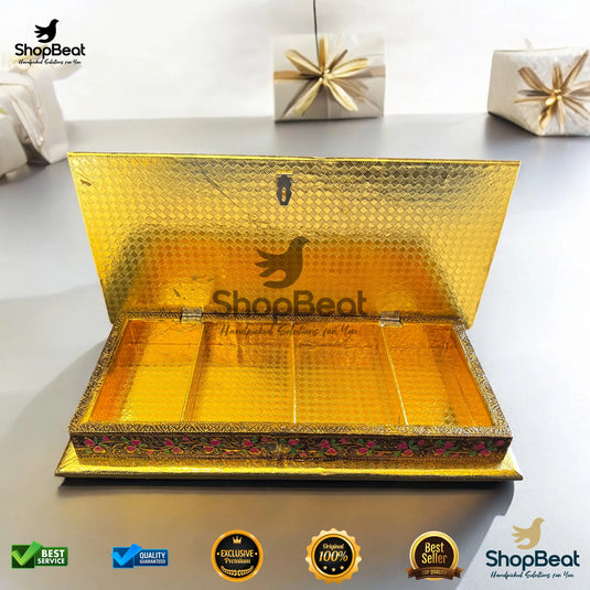 Golden Oxidised Wooden Dry Fruit Box – Elephant Design 15x7 | ShopBeat