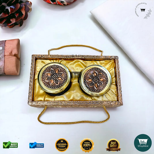 Copper Oxidised Decorative Dry Fruit Tray – Elephant Design with 2 Glass Jars | ShopBeat