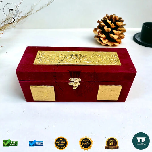 Premium Dry Fruit Box – Red Velvet with 3 Glass Jars (10x4 Inch)