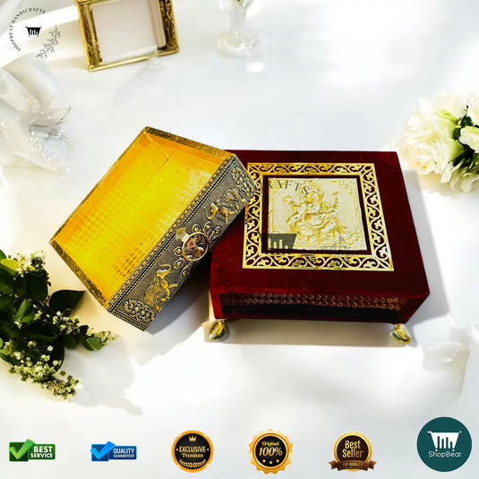 Premium Dry Fruit Tray Box – Red Velvet Decorative (8x8 Inch)