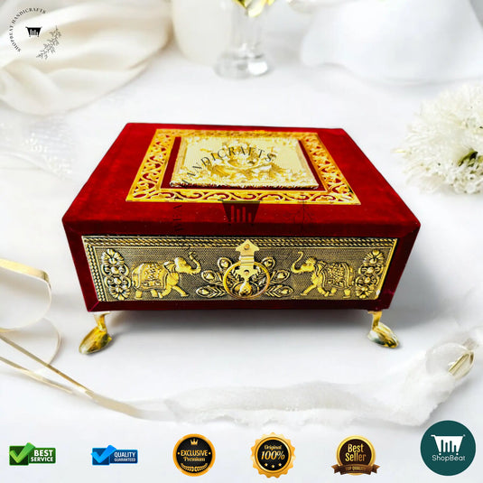 Premium Dry Fruit Tray Box – Red Velvet Decorative (8x8 Inch)