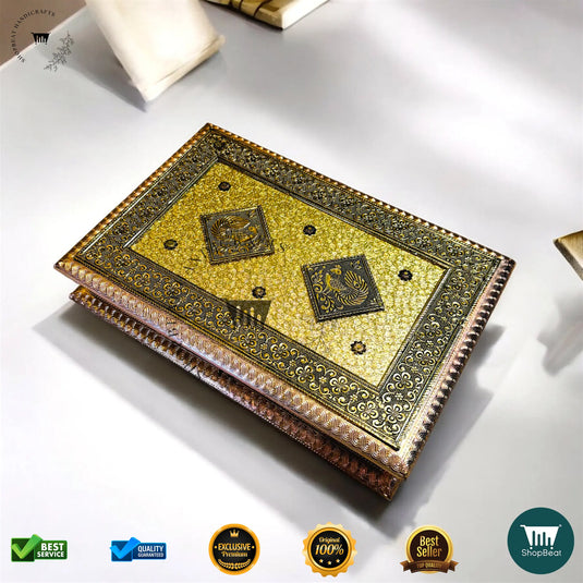 Golden-Copper Oxidised Dry Fruit Box – Decorative Finish (12x8 Inch)