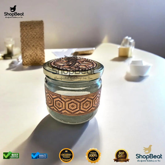 Copper Oxidised Glass Jar – 350ml Round Gift & Storage Jar