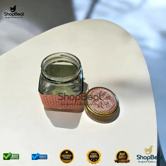 Copper Oxidised Glass Jar – 350ml Square Decorative Gift Jar