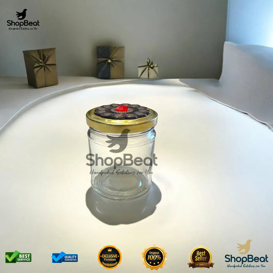 Floral Design Glass Jar – 200ml Round Decorative Gift Container
