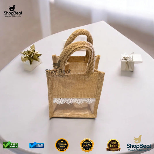 Natural Eco-Friendly Jute Gift Bag for 1 Jar – Return Gift Packaging
