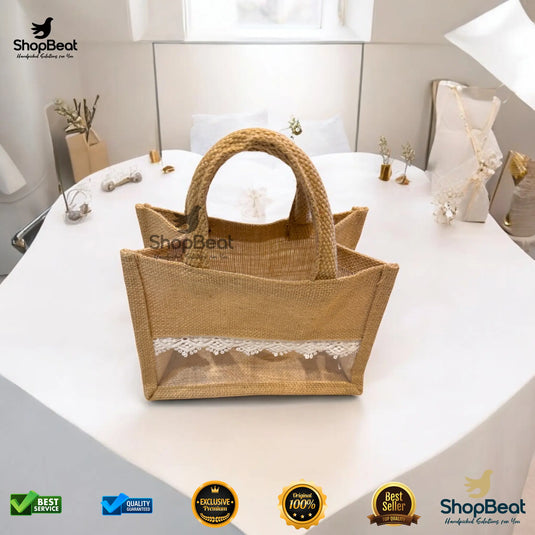 Natural Eco-Friendly Jute Gift Bag for 2 Jars – Sustainable Return Gift Packaging