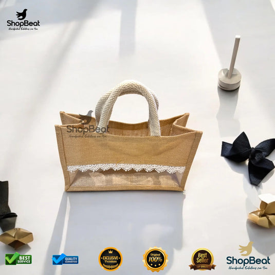 Natural Eco-Friendly Jute Gift Bag for 3 Jars – Reusable Return Gift Bag