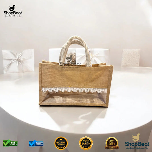 Natural Eco-Friendly Jute Gift Bag for 3 Jars – Reusable Return Gift Bag