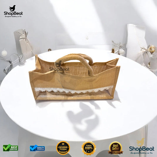 Natural Eco-Friendly Jute Gift Bag for 4 Jars – Sustainable Return Gift Bag