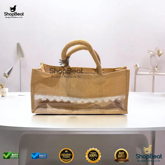 Natural Eco-Friendly Jute Gift Bag for 4 Jars – Sustainable Return Gift Bag