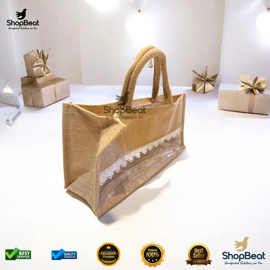 Natural Eco-Friendly Jute Gift Bag for 4 Jars – Sustainable Return Gift Bag