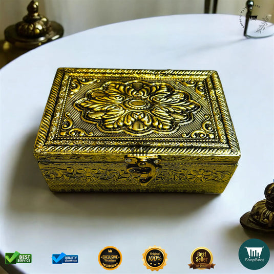 Golden Oxidised Multipurpose Box – 4x6 Inch Pooja & Jewellery Gift Box