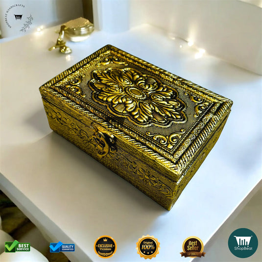 Golden Oxidised Multipurpose Box – 4x6 Inch Pooja & Jewellery Gift Box