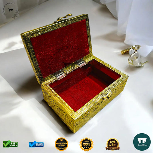 Golden Oxidised Multipurpose Box – 4x6 Inch Pooja & Jewellery Gift Box