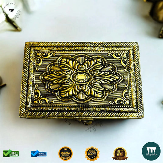 Golden Oxidised Multipurpose Box – 4x6 Inch Pooja & Jewellery Gift Box