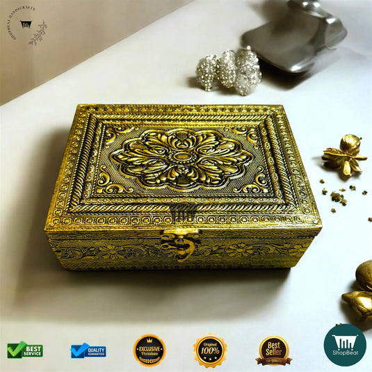 Golden Oxidised Multipurpose Box – 5x7 Inch Pooja & Jewellery Gift Box