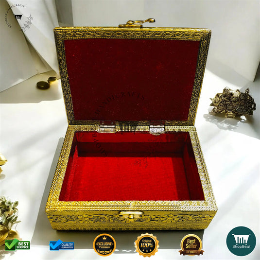 Golden Oxidised Multipurpose Box – 5x7 Inch Pooja & Jewellery Gift Box