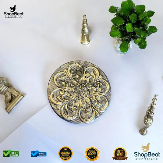 Golden Embossed Flower Steel Box – 7 No. Multipurpose Gift Box