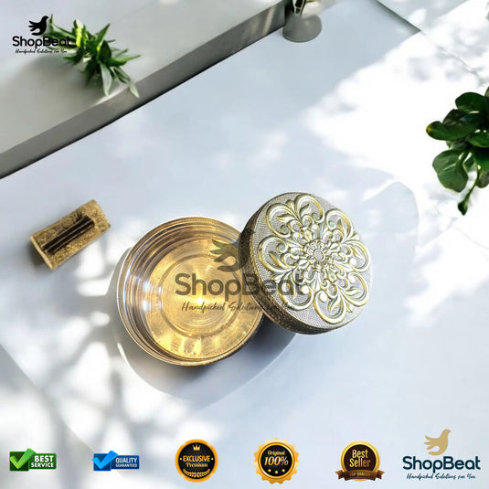 Golden Embossed Flower Steel Box – 7 No. Multipurpose Gift Box