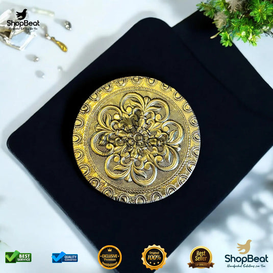 Golden Embossed Flower Steel Box – 9 No. Wedding Gift Container