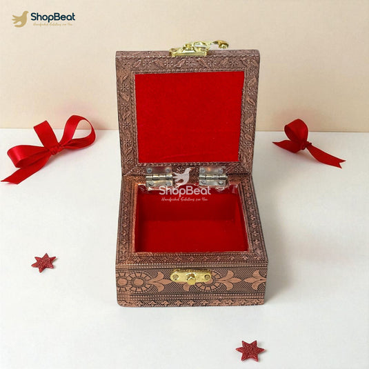 Copper Oxidised Yellow Pichwai Design Multipurpose Box 4x4 – Pooja & Jewellery Storage