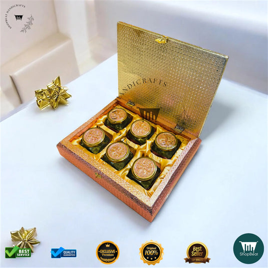 Copper Oxidised Dry Fruit Box – Meena Art with 6 Glass Jars