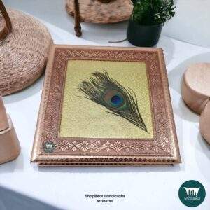 Copper Oxidised Radhe Wooden Dryfruit Box 10x10 Inches