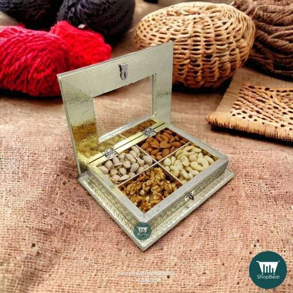 ShopBeat German Oxidised Acrylic Window Wooden Dry fruit Box 9x7 inch