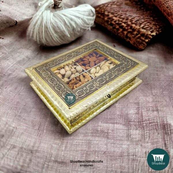 ShopBeat German Oxidised Acrylic Window Wooden Dry fruit Box 9x7 inch