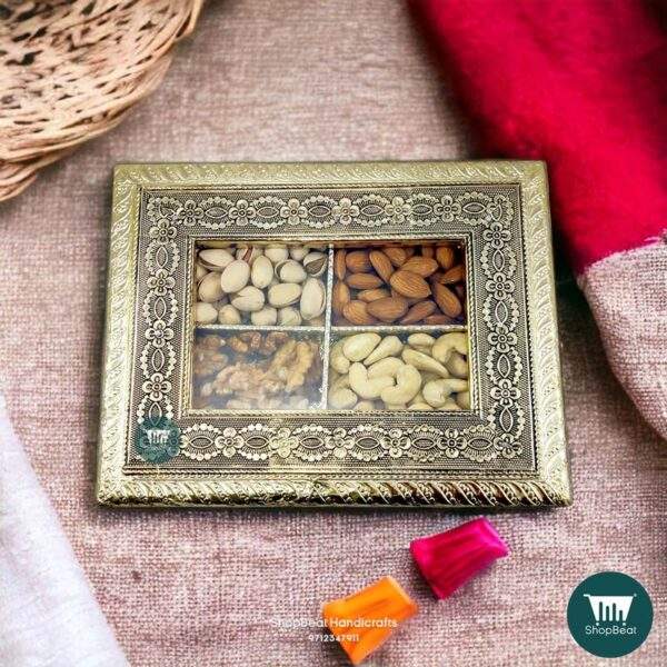 ShopBeat German Oxidised Acrylic Window Wooden Dry fruit Box 9x7 inch